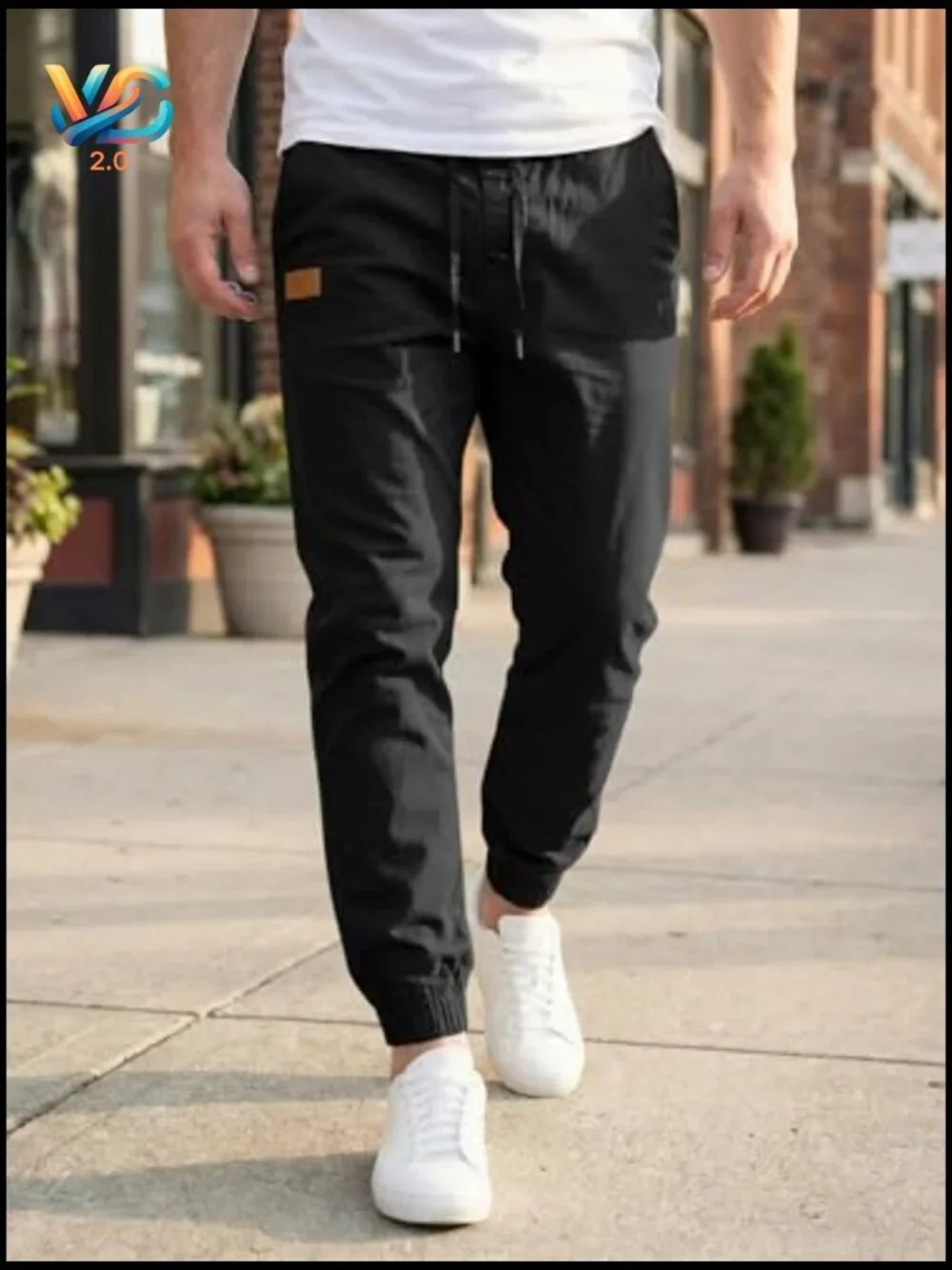 Men's Cotton Joggers with Drawstring, Pockets, Tapered Leg